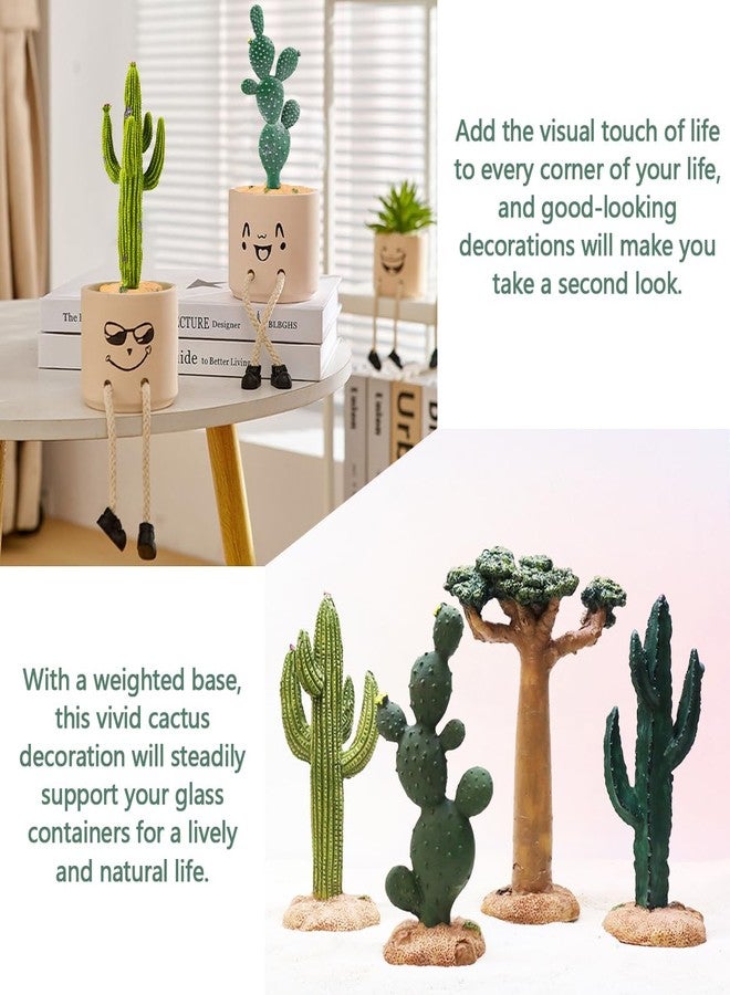 YOLUFER 2Pcs Reptile Cactus Plants Terrarium Decoration Faux Reptile Terrarium Cactus Plant Landscape Decoration for Turtle Lizard - Image 5